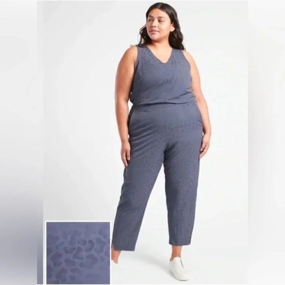 NEW Athleta Brooklyn Textured Jumpsuit Women's Plus Size 26 Gray Violet Purple - Picture 1 of 13
